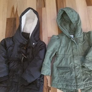 Girls coat bundle - one black and one army green